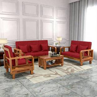 Kendalwood Furniture Solid Wood Wooden for living Room Furniture with Center Table Fabric 3 + 2 + 1 Sofa Set