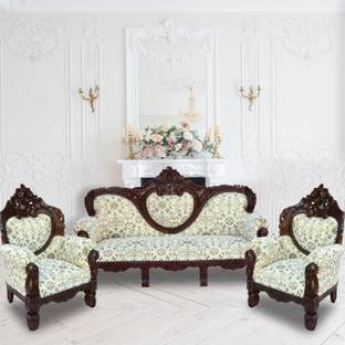 Wood Master Sre Wood Sofa Set for Home Living Room Wooden Sofa Set 3+1+1| 5 Seater Sofa Set Furnitures Color of Mahogany Finish. (polished Finish) Fabric 3 + 1 + 1 Sofa Set
