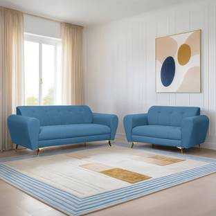 Seventh Heaven Milan Icon 5 Seater Sofa Set, Plush Suede Fabric Fabric 3 + 2 Sofa Set
