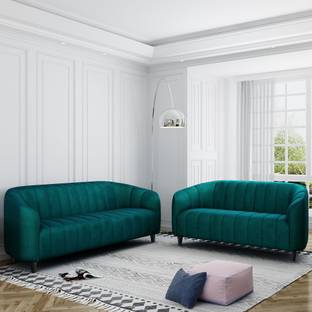 CARLTON LONDON Amelia Teal Green Fabric 3 + 2 Sofa Set