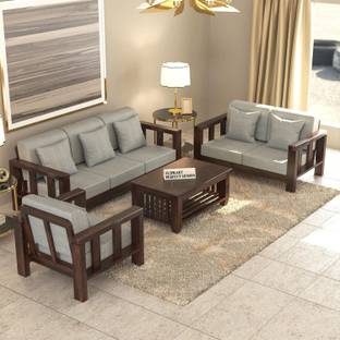 Flipkart Perfect Homes Sheesham Wood Sofa Set With 3+2+1 Configuration For Living Room/ Office || Fabric 3 + 2 + 1 Sofa Set