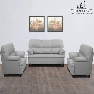 Homeify Noah Ivy Leatherette 3-1-1 For Living Room Leatherette 3 + 1 + 1 Sofa Set