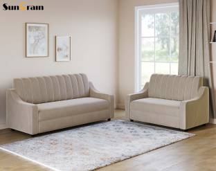 SunGrain Sleek Tufted |Premium Mosha Velvet | SoftTouch|5 Seater Sofa Set|3 Year Warranty Fabric 3 + 2 Sofa Set
