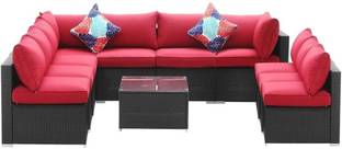 Mymigos Outdoor Wicker Conversation Sectional Furniture Sofa Set Fabric 3 + 3 + 2 + 2 Sofa Set