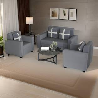 Allie Wood Rio Highback Fabric 2 + 1 + 1 Sofa Set
