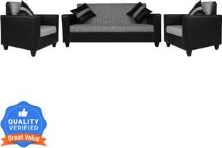Flipkart Perfect Homes Crete Leatherette and Fabric 3 + 1 + 1 Sofa Set