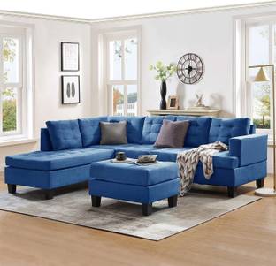 COUCHPOTATO Premium Quality LHS 6 Seater Velvet Fabric 3 + 2 + 1 Sofa Set