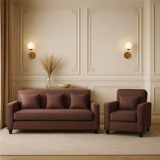WAKESURE Premium Quality Jute Fabric 3 + 1 Sofa Set