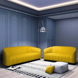 CARLTON LONDON Olivia Yellow Fabric 3 + 2 Sofa Set