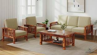 Allie Wood Rosewood ( Sheesham ) Coffee Table Not Included Fabric 3 + 1 + 1 Sofa Set