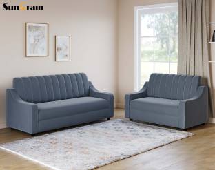 SunGrain Sleek Tufted |Premium Mosha Velvet | SoftTouch|5 Seater Sofa Set|3 Year Warranty Fabric 3 + 2 Sofa Set