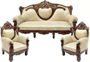 impression art store teak wood 5 seater sofa set Solid Wood 3 + 1 + 1 Sofa Set