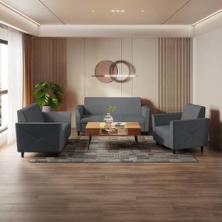 Godrej Interio Emperor - Nimbus Grey Leatherette 3 + 2 + 1 Sofa Set