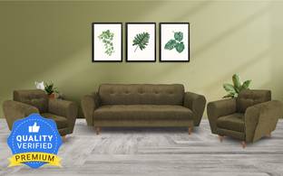 सेवेंथ हेवेन Milan 5 Seater Sofa Set, Chenille Molfino Fabric with 3 Year Warranty कपड़ा 3 + 1 + 1 हरा सोफ़ा सेट