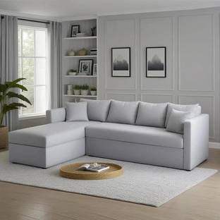 LIVEWELL Premium Quality Velvet LHS Velvet Fabric 3 + 2 + 1 Sofa Set