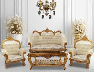 Wood Master Sre Solid Wood 3+1+1 Seater Sofa Set (Finish-Honey Finish, Pre-Assemble) Fabric 3 + 1 + 1 Sofa Set