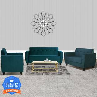 ARRA Remo 6 Seater Sofa Green Fabric 3 + 2 + 1 Sofa Set