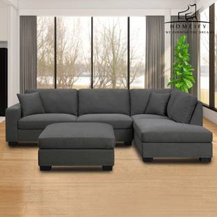 Homeify Adison RHS L Shape with Center Table Fabric 3 + 2 + 1 Sofa Set