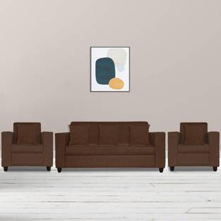 LIVEWELL Premium Quality Jute Solid Wood 3 + 1 + 1 Sofa Set