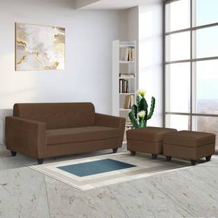 ARRA Remo 3 Seater Sofa with Two Ottoman Fabric 3 + 1 + 1 Sofa Set