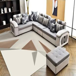 Homeify Carlo Fabric with 4-Puffy Convertible for Living Room Fabric 3 + 2 + 2 + 1 Sofa Set