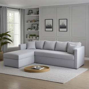 LIVEWELL Premium Quality Velvet LHS Velvet Fabric 3 + 2 + 1 Sofa Set