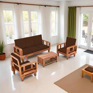 Kendalwood Furniture Solid Wood for living Room Furniture with Center Table Fabric 3 + 1 + 1 Sofa Set