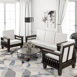 Cherry Wood Sheesham ( Rosewood ) Fabric 3 + 1 + 1 Sofa Set