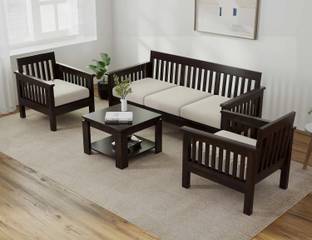 Allie Wood Rosewood ( Sheesham ) Fabric 3 + 1 + 1 Sofa Set