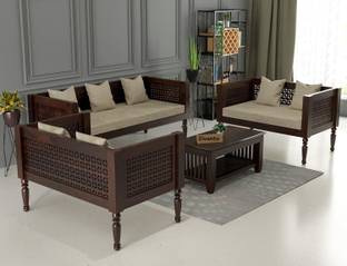 Utkarsh Sheesham Wood Seven Seater Sofa Set With CNC Cutting Design For Living Room || Fabric 3 + 2 + 2 Sofa Set