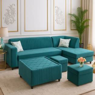 WAKESURE Premium Quality RHS Velvet Fabric 3 + 2 + 2 + 1 Sofa Set