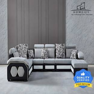 Homeify Carlo Fabric with 4-Puffy Convertible for Living Room Fabric 3 + 2 + 2 + 1 Sofa Set