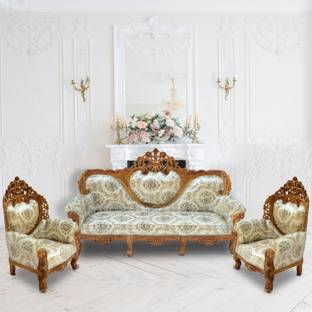 Wood Master Sre 5 Seater Sofa Set Color:Honey (Delivery condition - Pre-assembled) Teak (Sagun) Fabric 3 + 1 + 1 Sofa Set