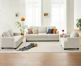 Groovecraft Carlos Wooden 6 Seater Fabric Sofa for Living Room Fabric 3 + 2 + 1 Sofa Set