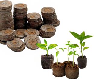 कोकोगार्डन Coir Seed Germination Kit Gardening Netted Jiffy Root Plug Cocopeat Coin Pack 10 मिट्टी की खाद