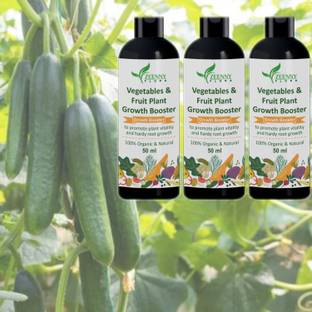 जीनी फ्लोरा Pack Of 3, Plant Boost Liquid Fertilizer For All Type Fruit & Vegetables Plant Fertilizer-200-ML मिट्टी की खाद