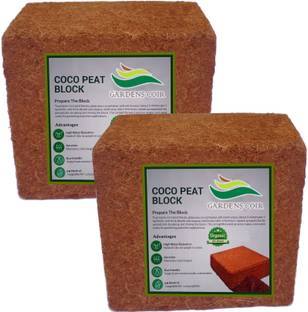 GARDENSCOIR Cocopeat Block for Home Garden Plants 2 Kg Soil