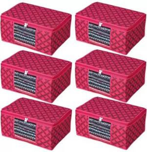 Viskri VK Non Woven Saree/Clothes Cover Bag Set Of (RED) 6