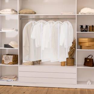 AL ATASH NA 3Pc 60x130 CM Breathable Hanging Clothes Cover Set of 3 – Dust, Dirt, Moisture Protective Garment Storage Protector for Long Coats, Dresses, Suits