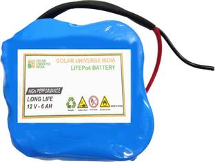 SOLAR UNIVERSE INDIA 12.8V-6ah LifePo4 Battery with BMS Lithium Solar Battery