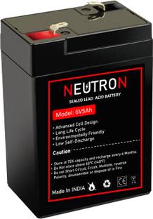 Neutron 6V 5Ah Battery. Lead Acid Battery for Weighing Scales, Emergency Lights etc AGM Solar Battery