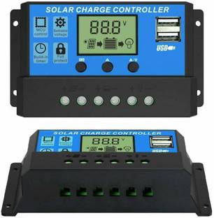 HASTHIP 10A 12V/24V ABS Solar Panel Charger Controller Usb LCD Display Pack of 1 PWM Solar Charge Controller