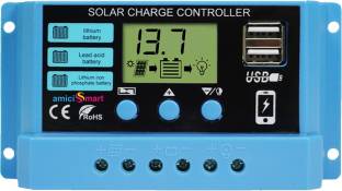 amiciSmart 30A, Intelligent Battery Regulator for Panel LCD Display with USB Port 12V/24V PWM Solar Charge Controller