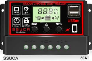 SSUCA 30A Intelligent Battery Regulator for Solar Panel LCD Display USB Port 12V/24V PWM Solar Charge Controller