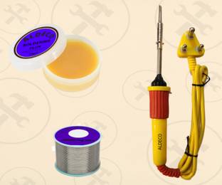 Aldeco Pack of 3 Mobile Repair Soldering Iron Kit with Tools, Wire, and Flux 25 W Simple