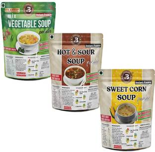 Brew Lab Soup Combo of Mix Veg+Hot & Sour Soup+Sweet Corn Soup Powder Mix Instant Premix