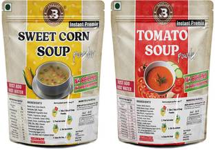 Brew Lab Soup Combo Of Sweet Corn & Tomato Soup Powder Suitable For Vending Machine-50gX2