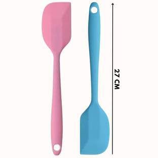 HICHAKI 27CM Premium Pink & Blue Silicone Spatula with 2 Self-Adhesive Hook Non-Stick Spatula