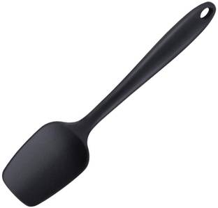 Baskety Silicone Non-Stick Heat Resistant Kitchen Utensil| Spatula Spoon Small 20.6cm |Black Set of 1 Non-Stick Spatula