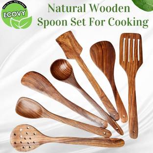 ECOVY Wooden Spatula Set for Cooking | Sheesham Wood Kitchen Utensils |Heat Resistant| Wooden Spatula